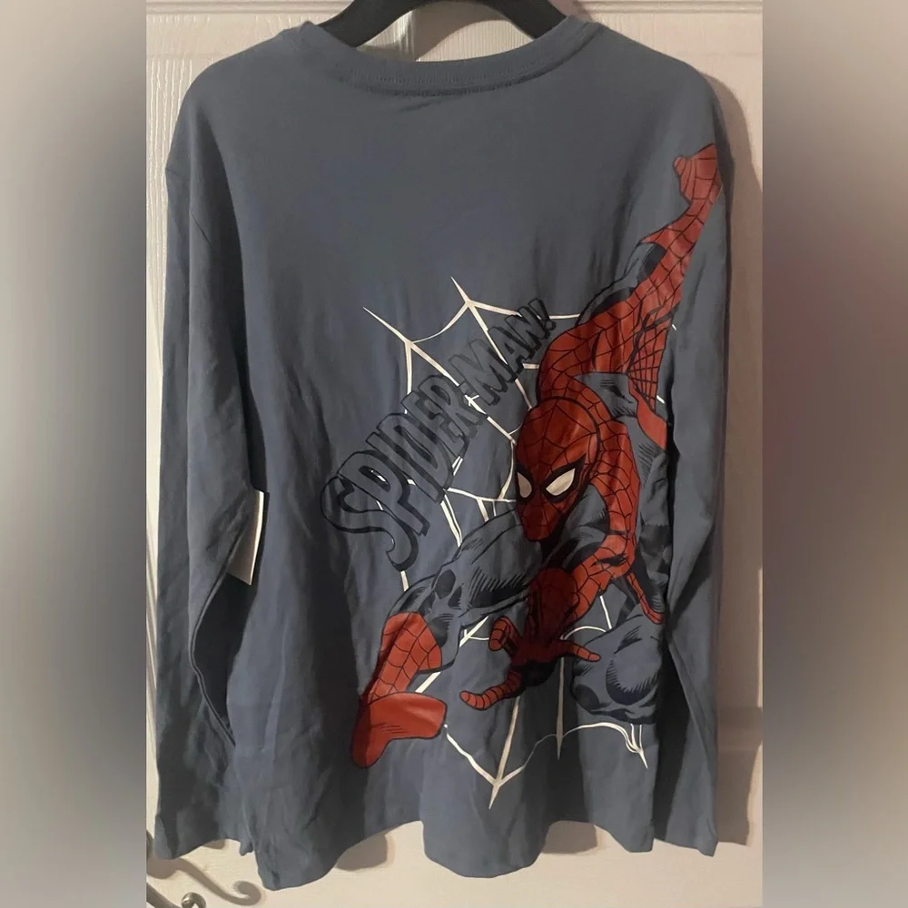 Marvel Spider-Man Boys XL 14/16 Long Sleeve Graphic Tee Blue‎ Amazing Spider-Man